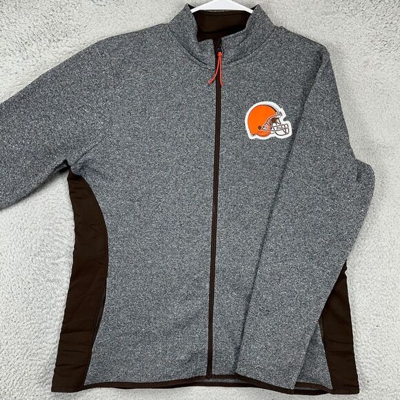 Cleveland Browns Fleece Full Zip Jacket Womens XL Gray Football Team Apparel NFL